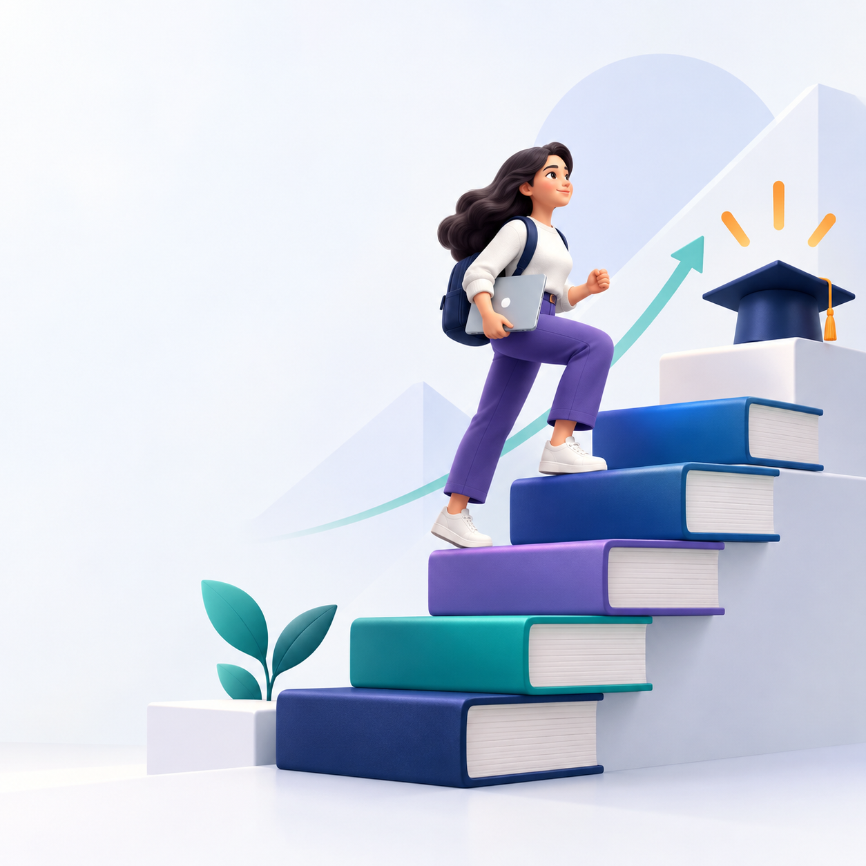 Estudiante avanzando hacia sus metas